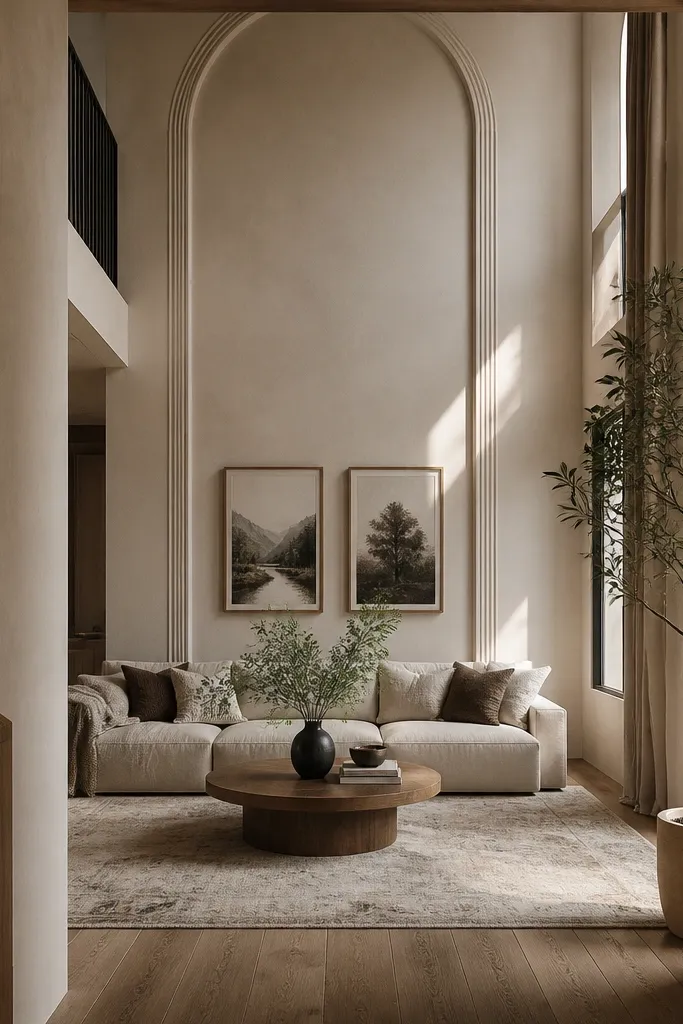 Small-Space Double Height Living Room Wall Design