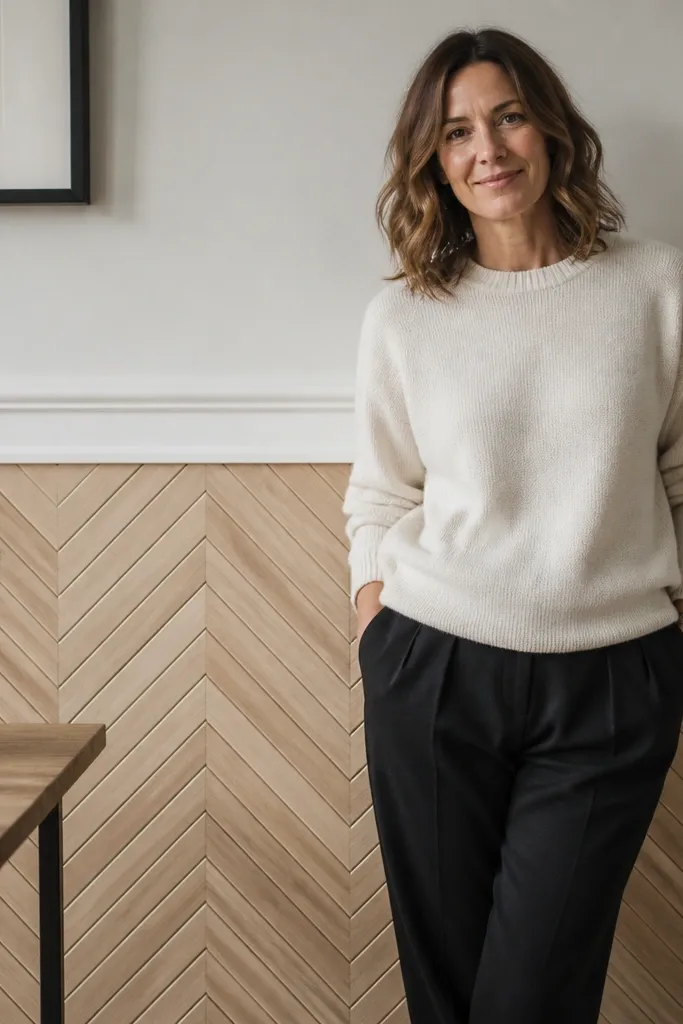 Wainscoting with a herringbone-pattern panel field under a chair rail