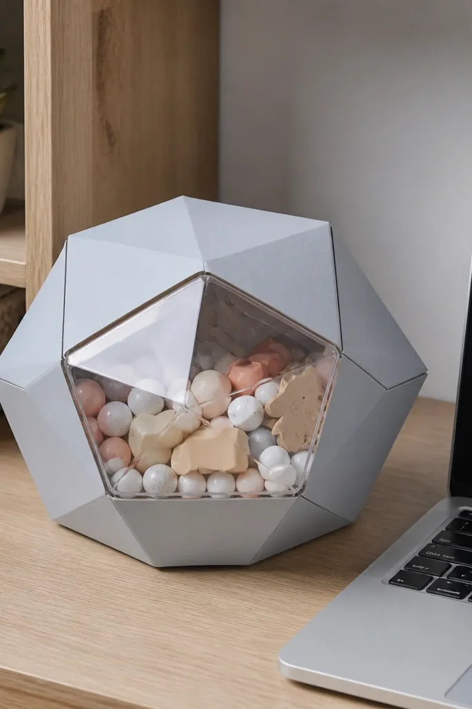 Origami box with a cutout window panel in translucent tape