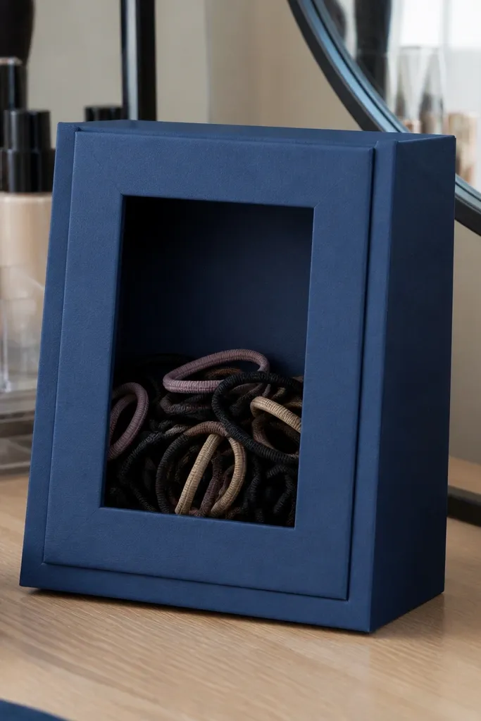 Origami box with a framed border look in black paper