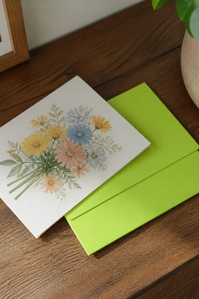 Folded mini paper envelope with a simple flap and crisp edges