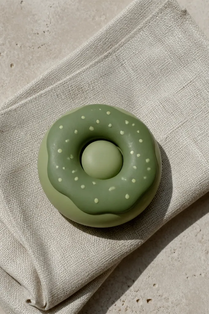 Green paper donut ring with small sprinkle dots