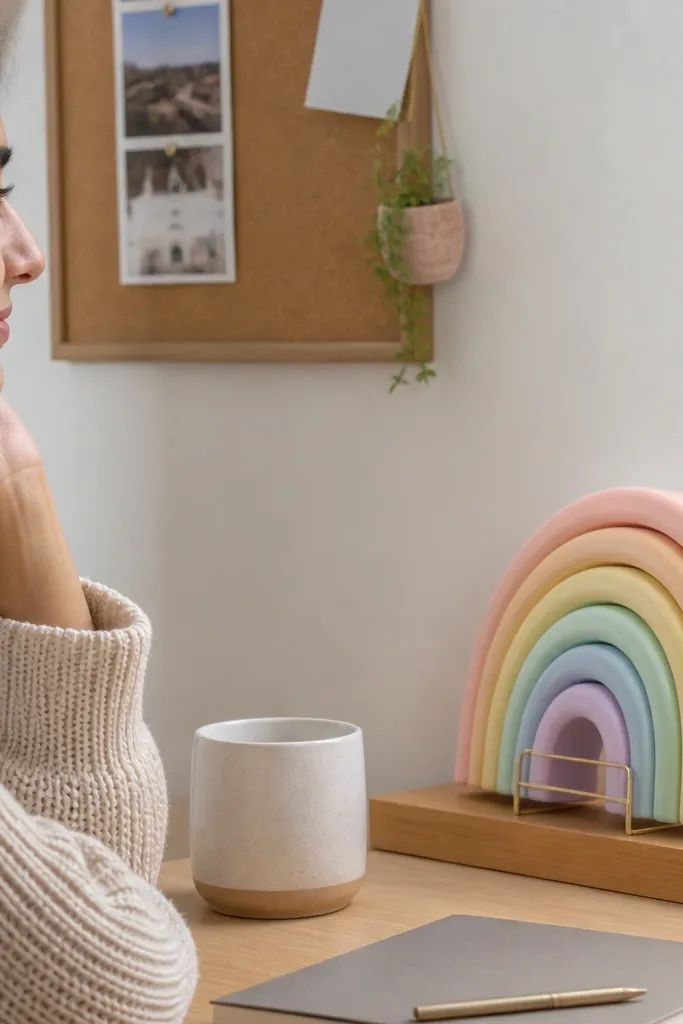 Stacked pastel rainbow arcs with a soft puff effect