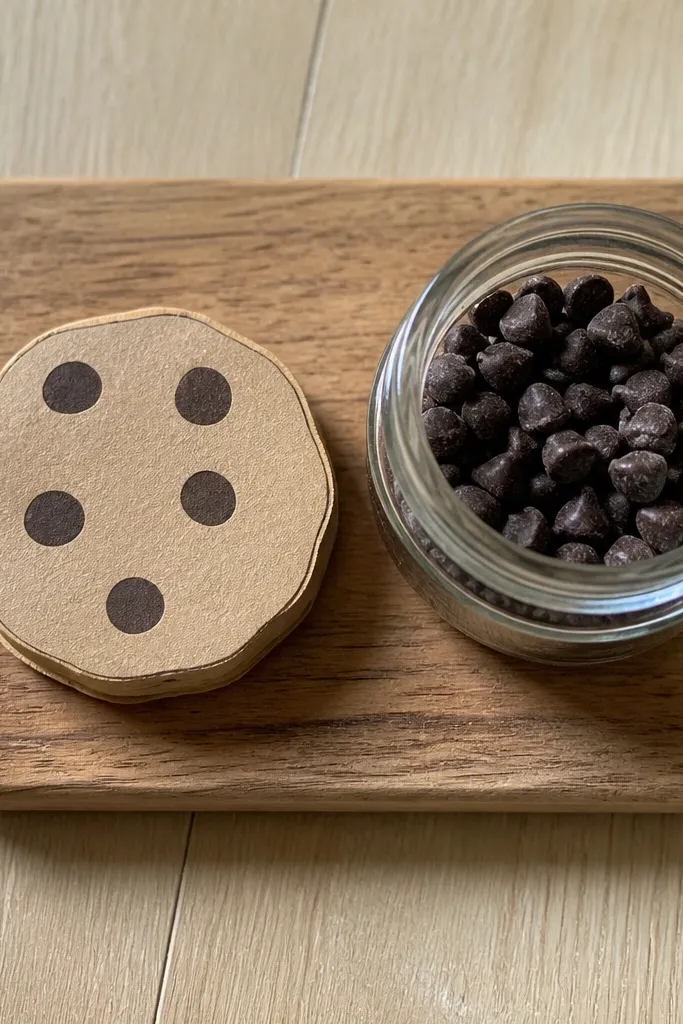 Small paper cookie squishy with chocolate chip dots