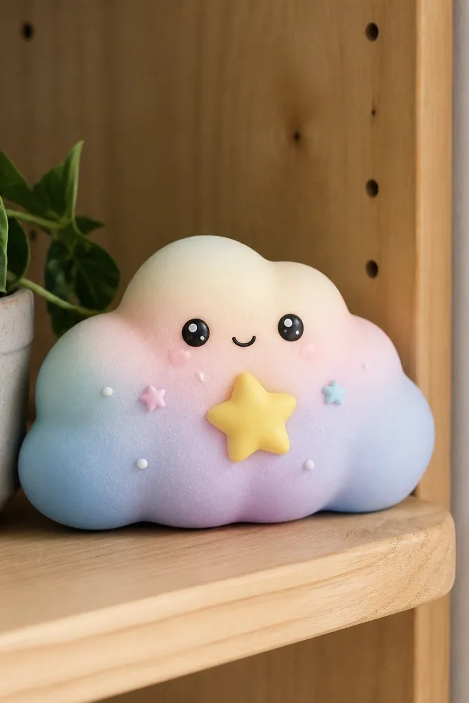Paper cloud with a small star and gentle pastel colors