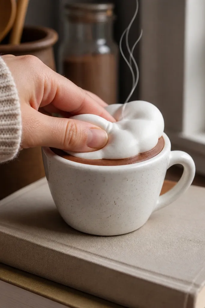 Paper hot cocoa mug squishy with whipped cream top