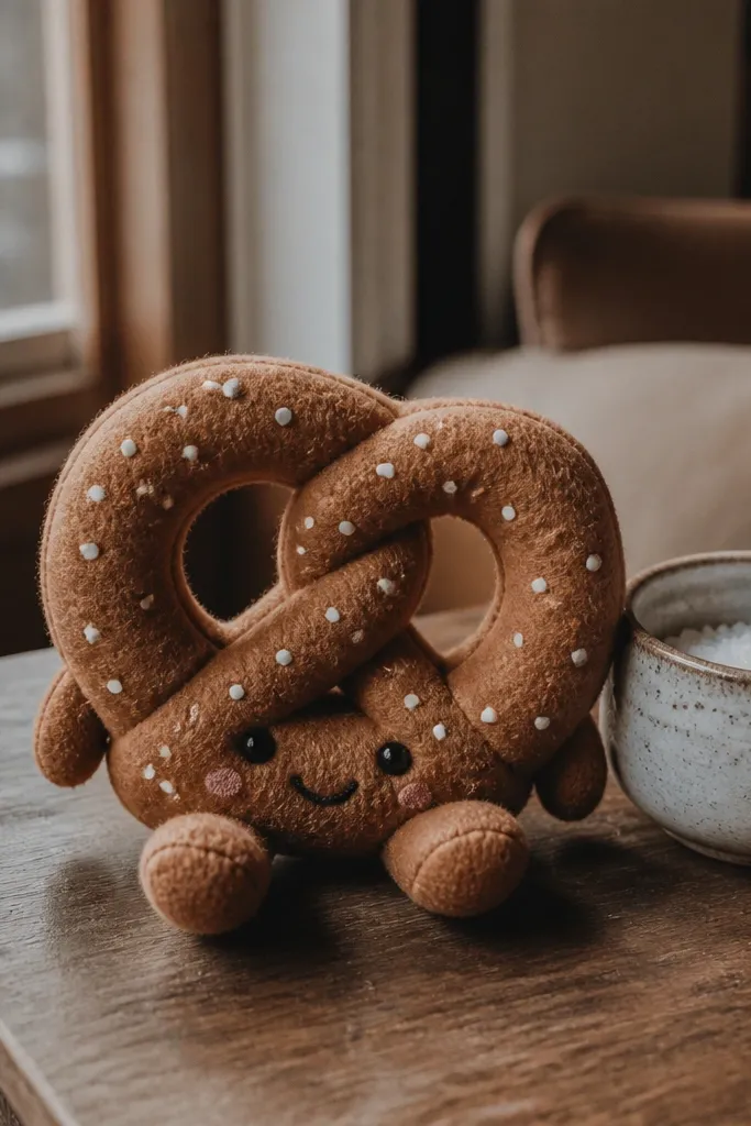 Paper pretzel twist squishy with salt dots
