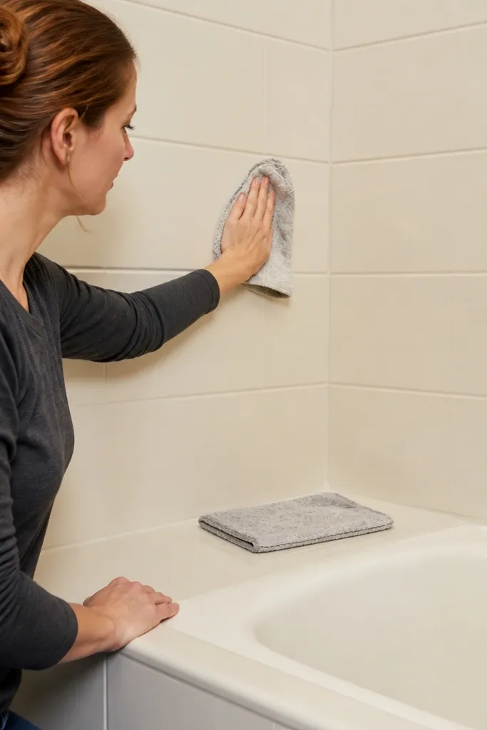 Refreshed tub surround with smooth, tile-like paint finish