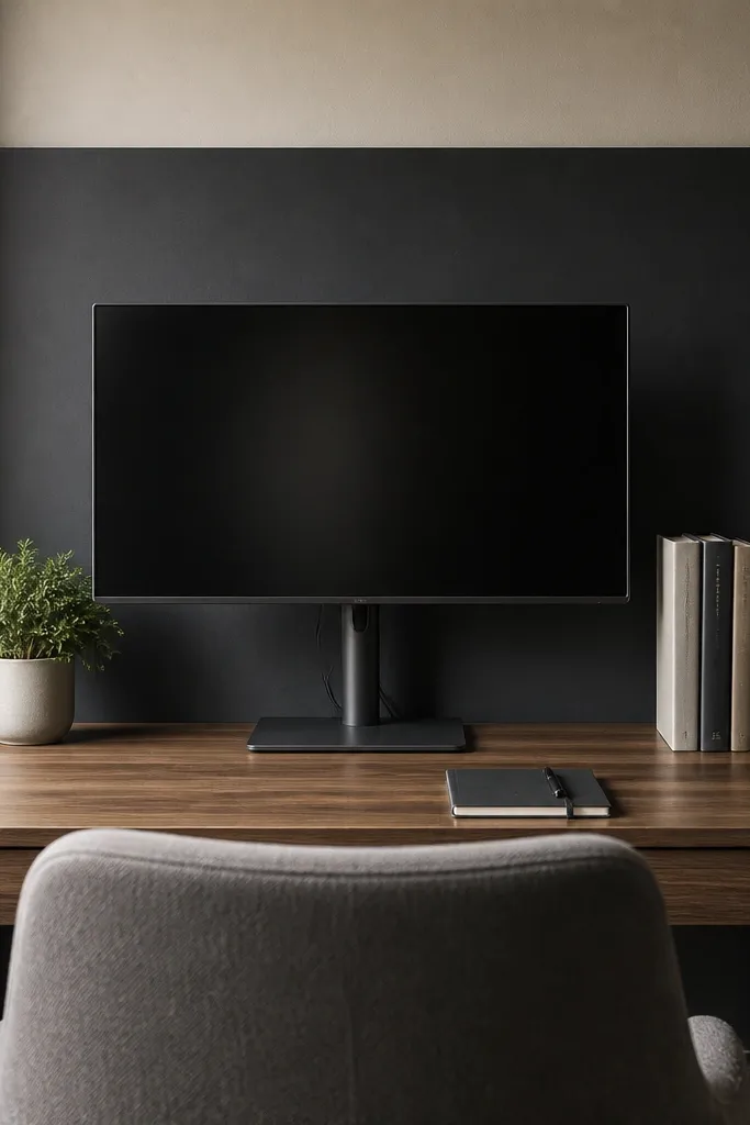 Matte backing board on wall behind a small monitor setup