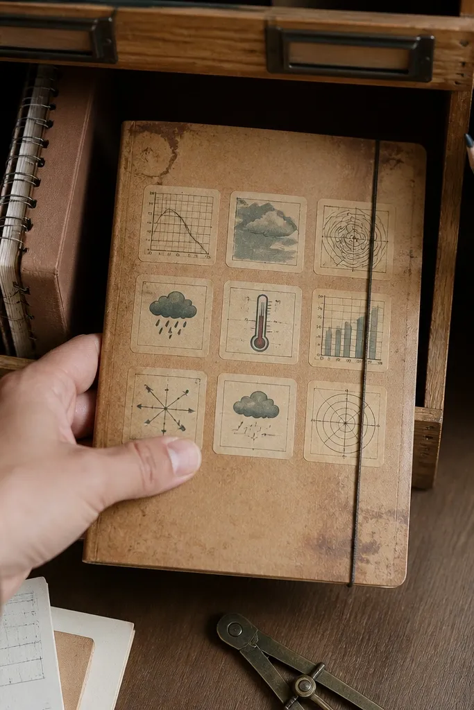 Mini weather chart icons with sun, cloud, and rain symbols