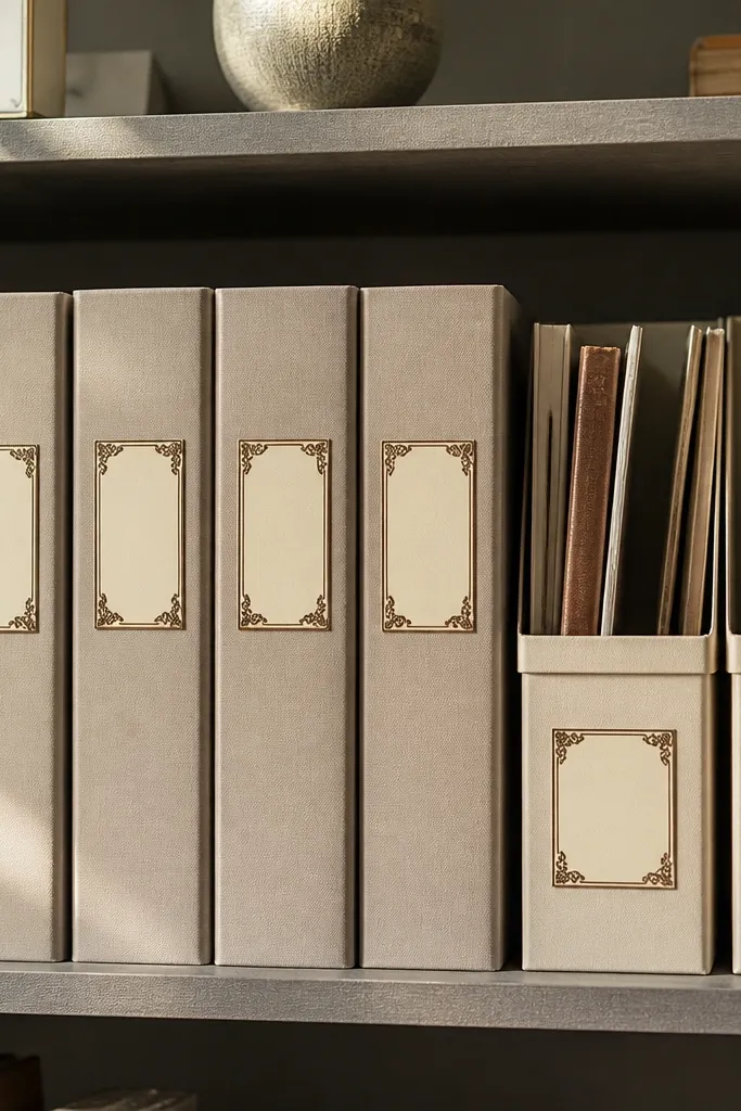 Cream framed rectangles with decorative corner flourishes