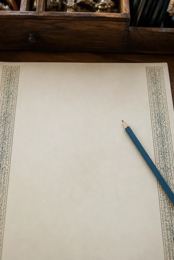 Narrow border strip with aged stationery lines for a side column layout