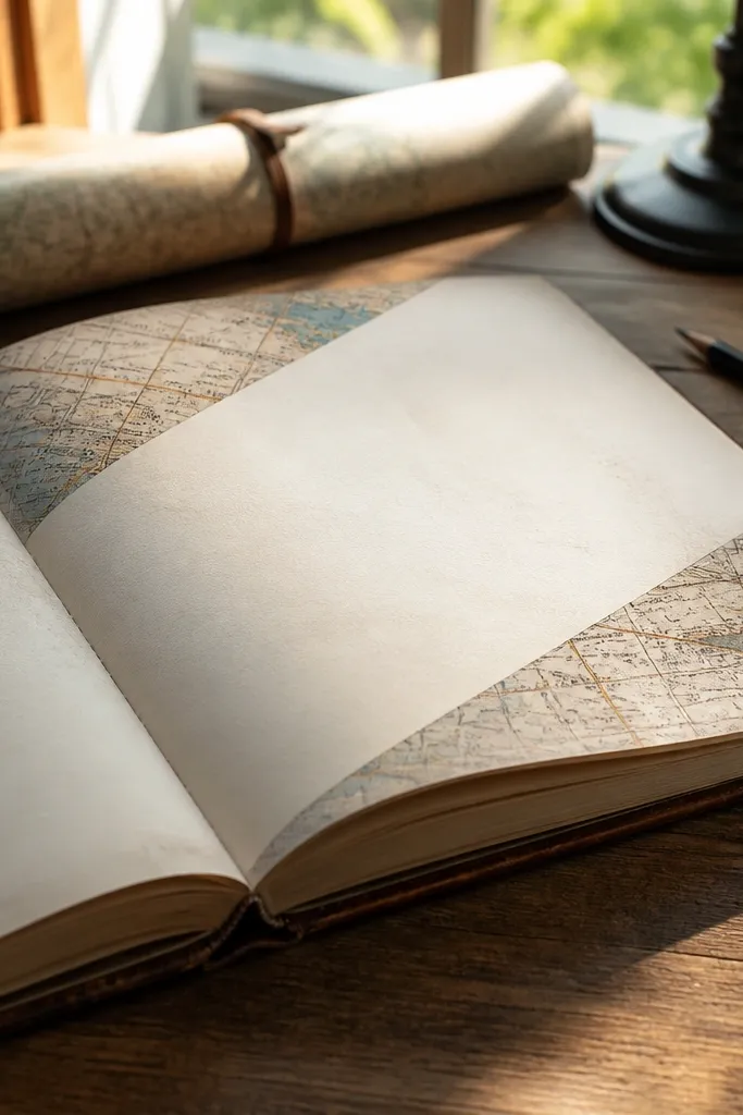 Diagonal map strip with faded grid lines and blank space for writing