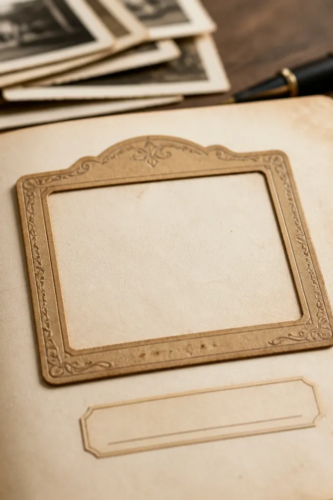 Vintage label with a blank caption line and aged border