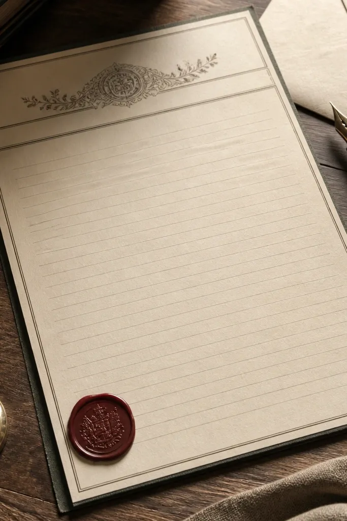 Vintage letterhead strip with header text and blank body note area
