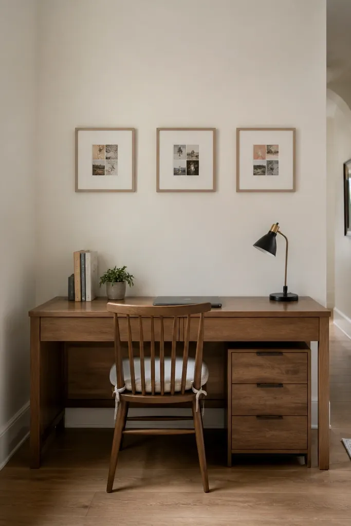Three small frames on a wall forming a mini vision board collage