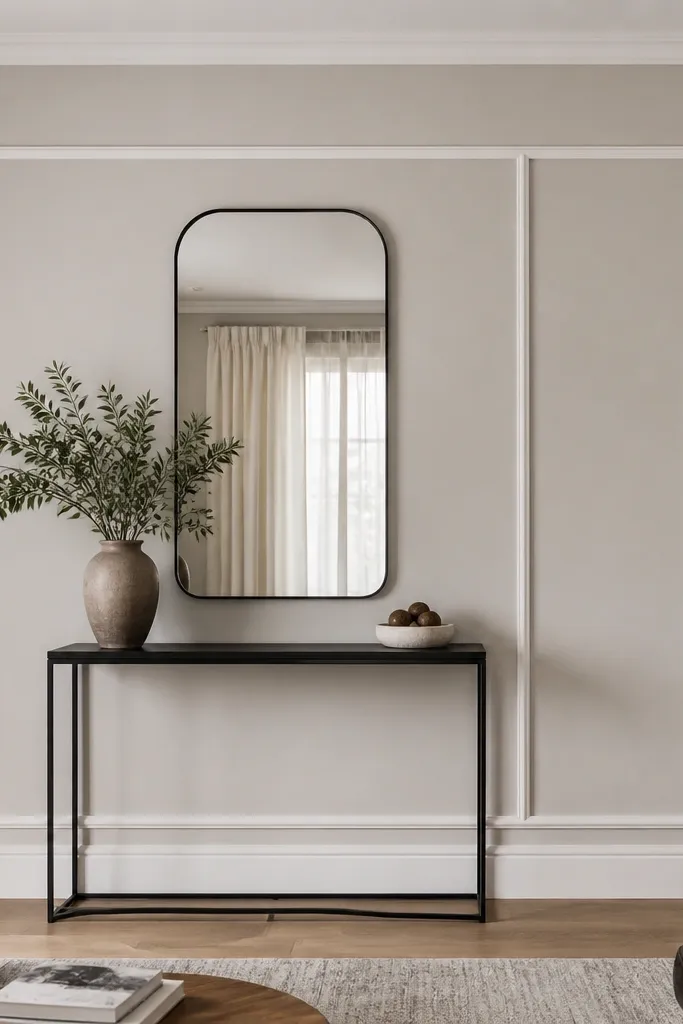 Wall with a large rectangle panel and one centered vertical divider line