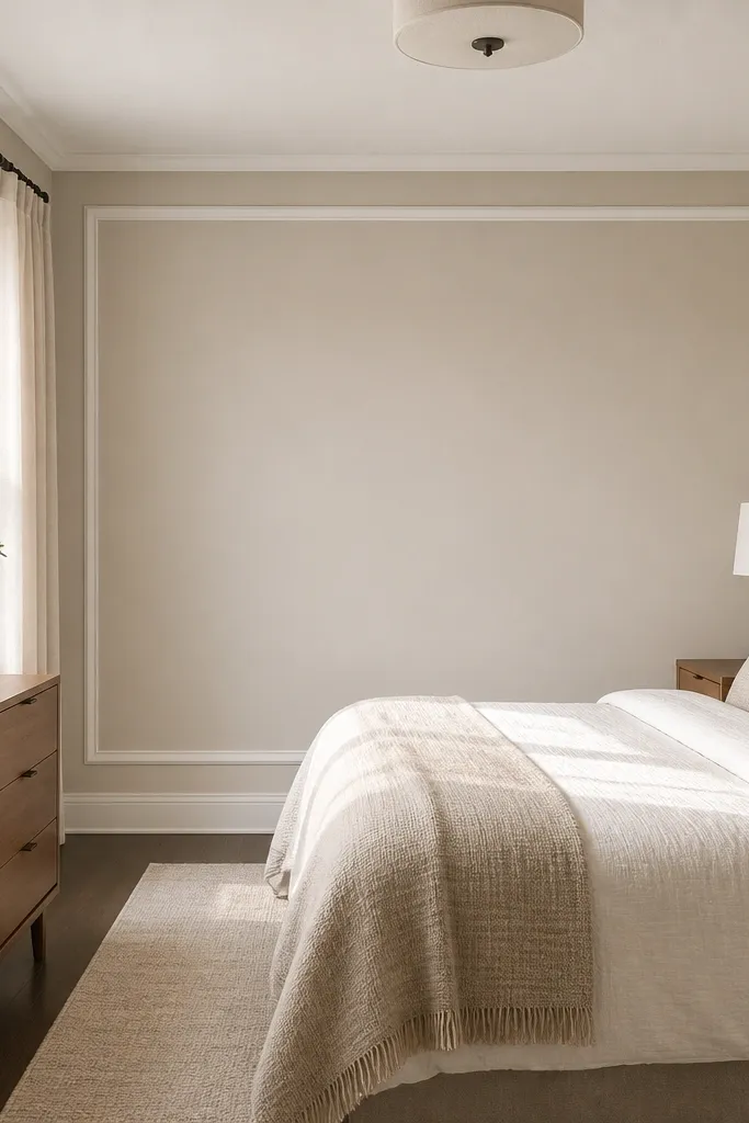 Tall wall framed by moulding into one large rectangle outline