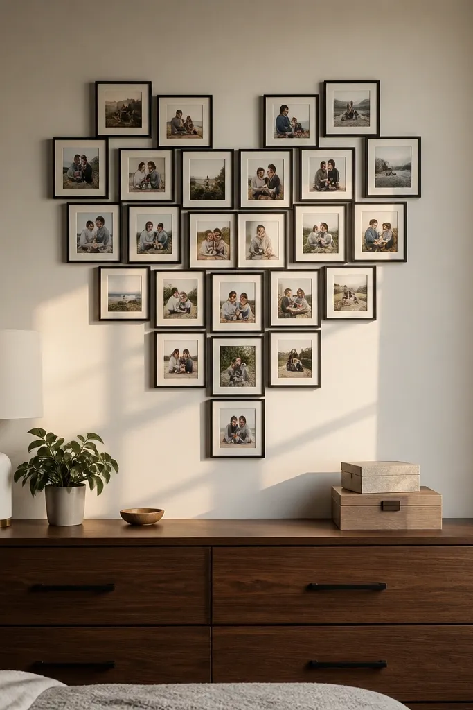 A small heart-shaped arrangement of frames with consistent spacing