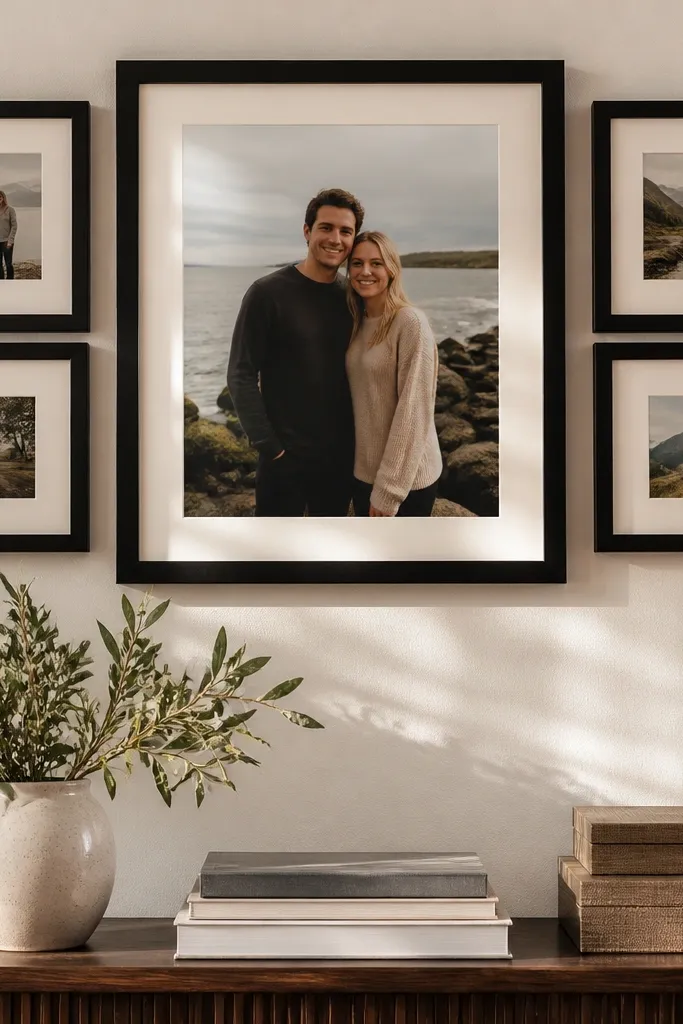 A big central frame with two smaller frames on each side