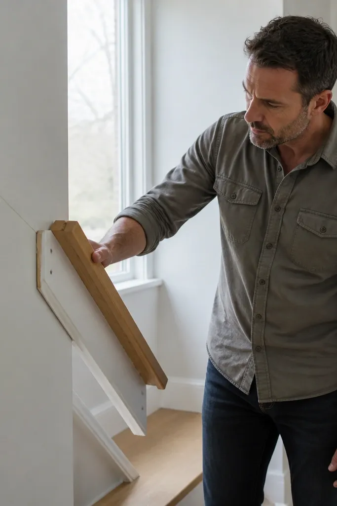 Spiral staircase attached to wall with small screws and little backing material