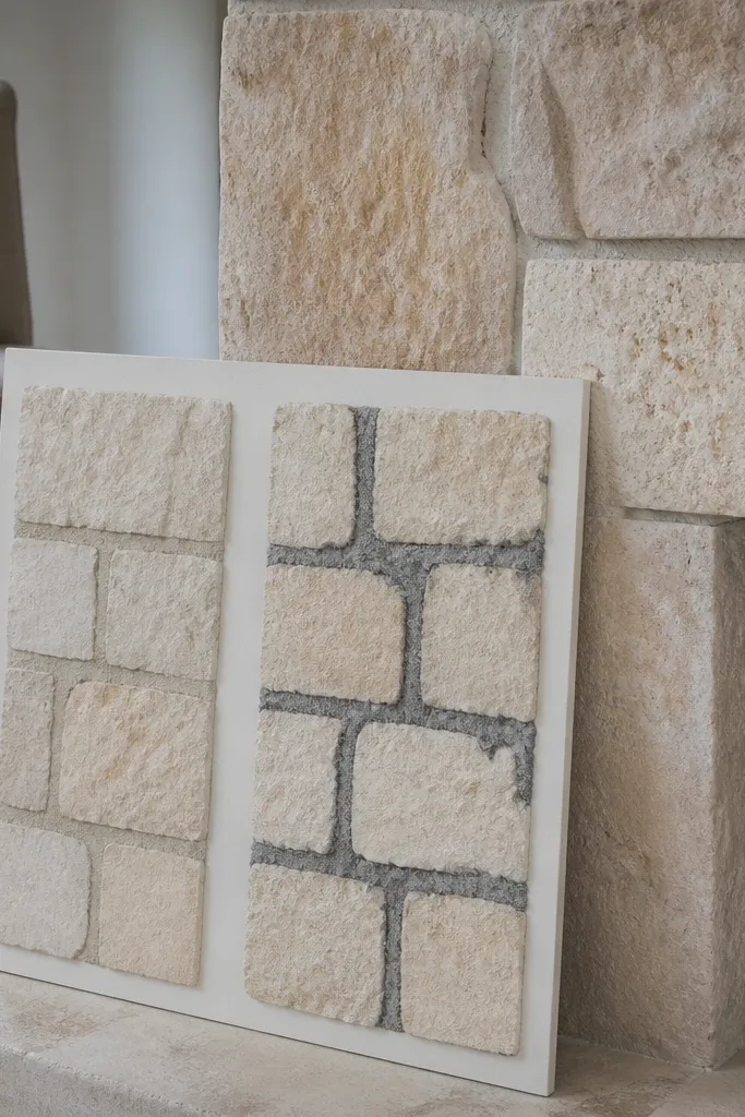 Fireplace surround with mortar color that looks blotchy and off-tone