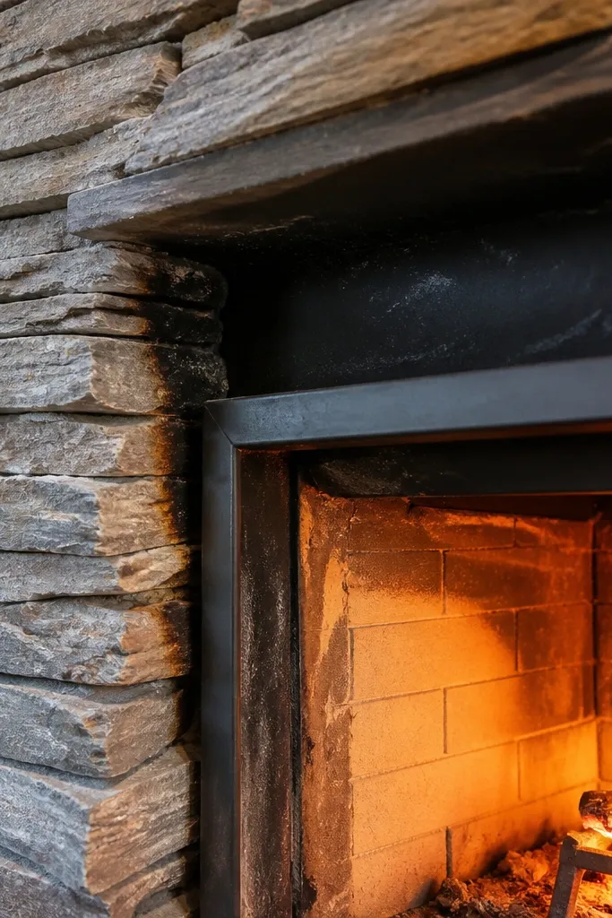 Stone placed too close to firebox opening with visible gap issues
