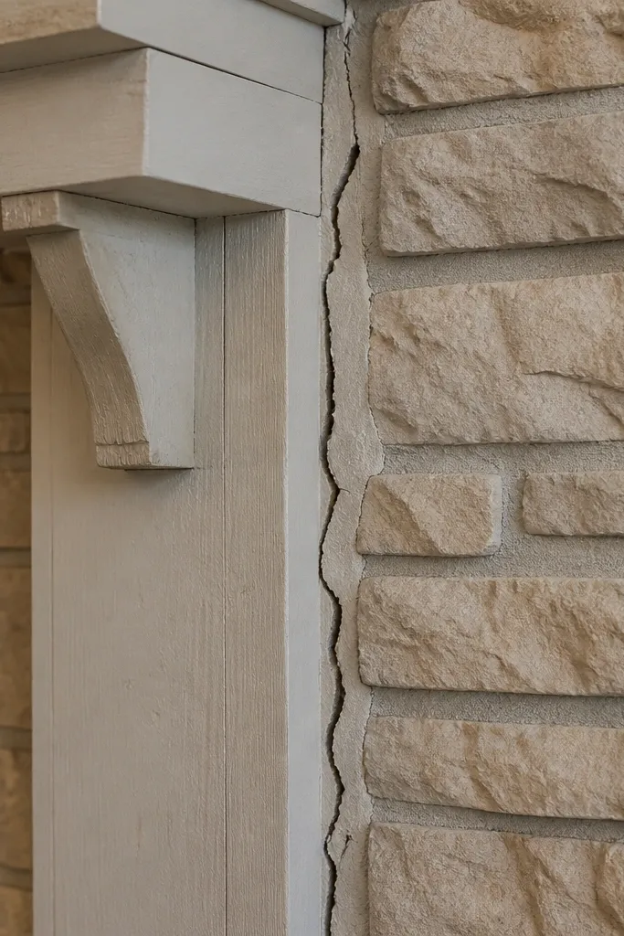 Cracked mortar line across the fireplace surround