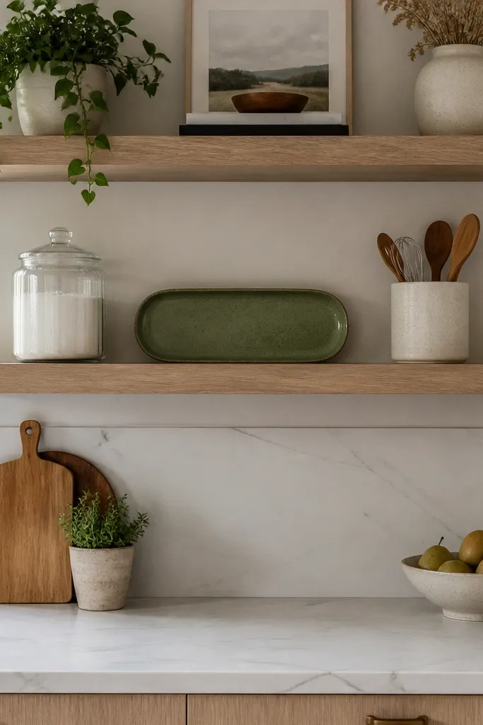 How to Style Kitchen Floating Shelves
