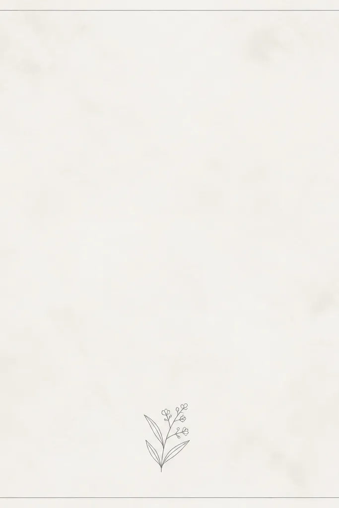 A thin gray line rectangle frame with tiny corner marks in darker gray. The title is centered with lots of breathing room. A small single-line icon sits at the bottom.
