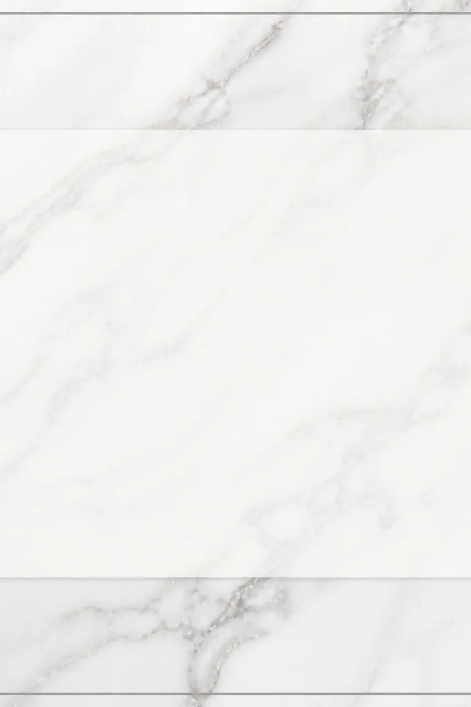 A pale marble background (white with gray swirls). Around it is a thin gray border. A semi-transparent white title plate sits in the center with darker gray text.