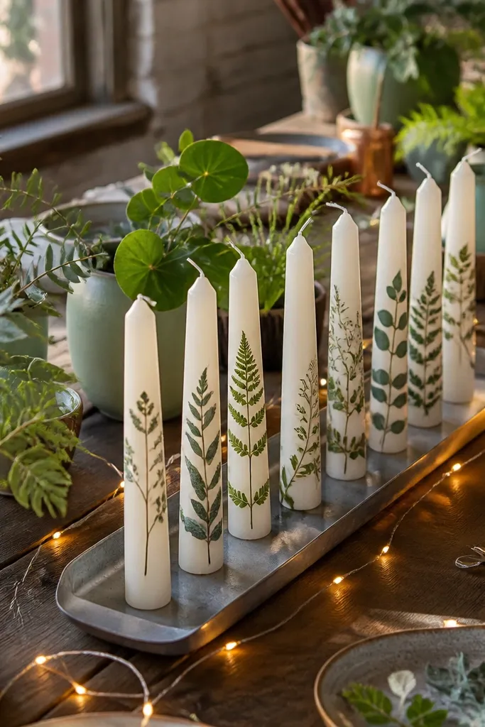 Themed Candle Painting Ideas with Plants