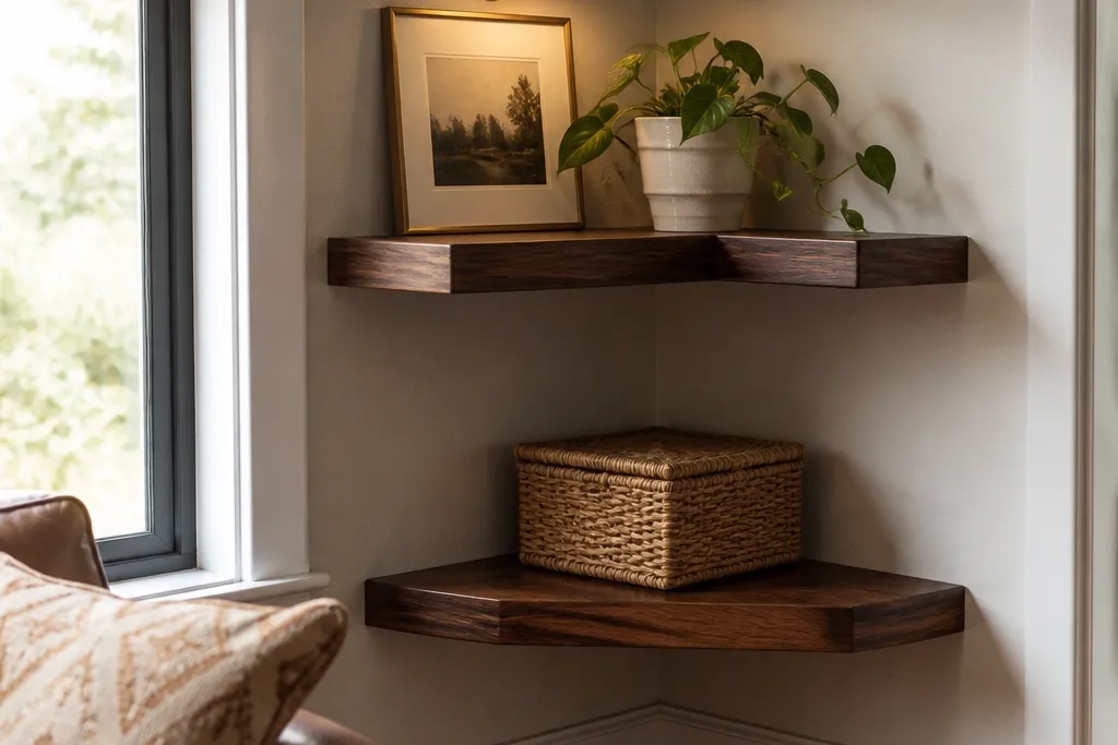 Themed Corner Floating Shelves for Awkward Nooks