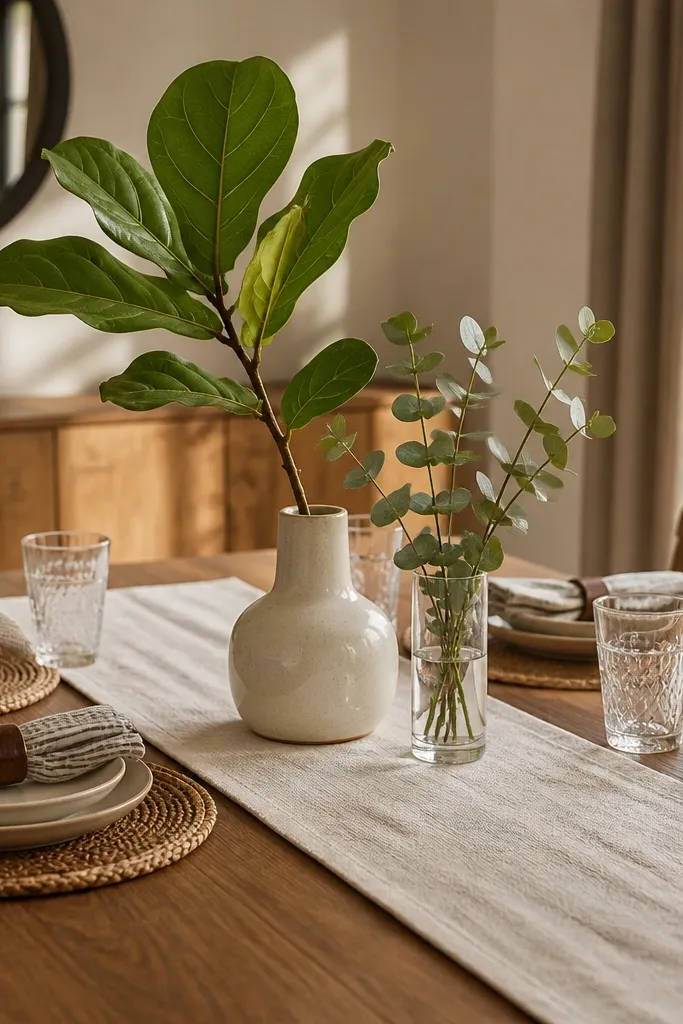 Themed Dining Table Decor With Plants