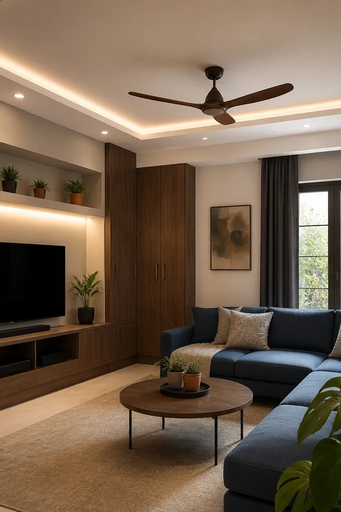 Themed False Ceiling Living Room Ideas with Lights