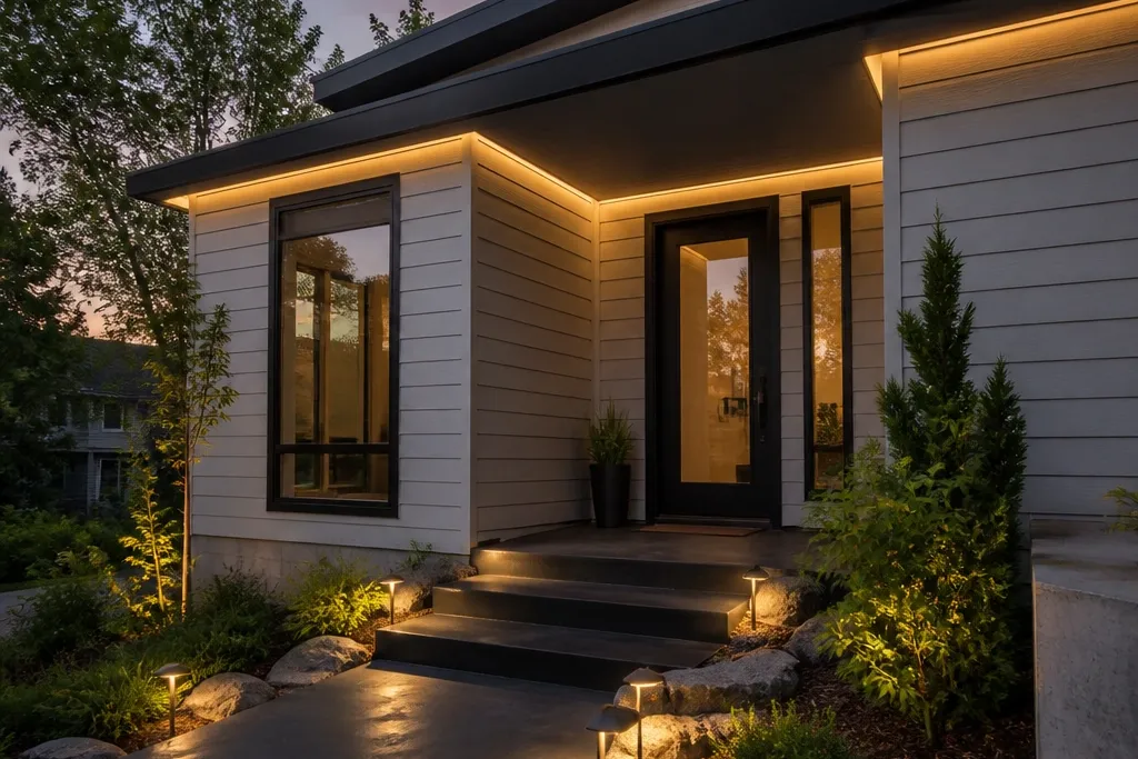 Themed Modern House Facade Ideas With Lights