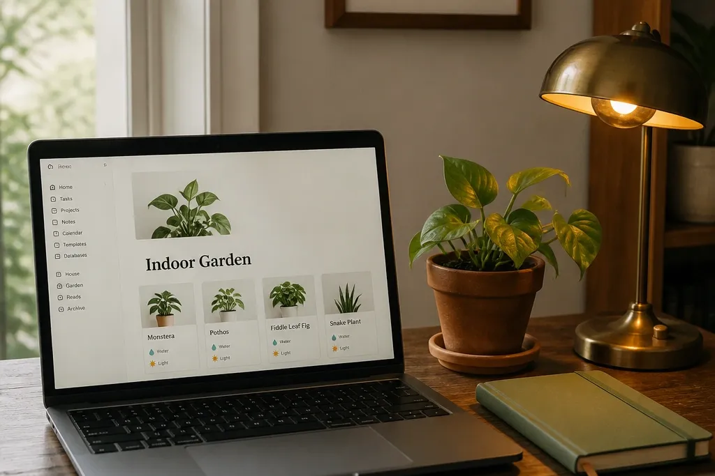 Themed Notion Template Ideas With Plants, Storage And Lights