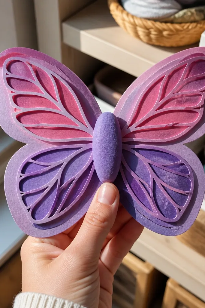 Colorful butterfly wings squishy with layered vein lines and antennae