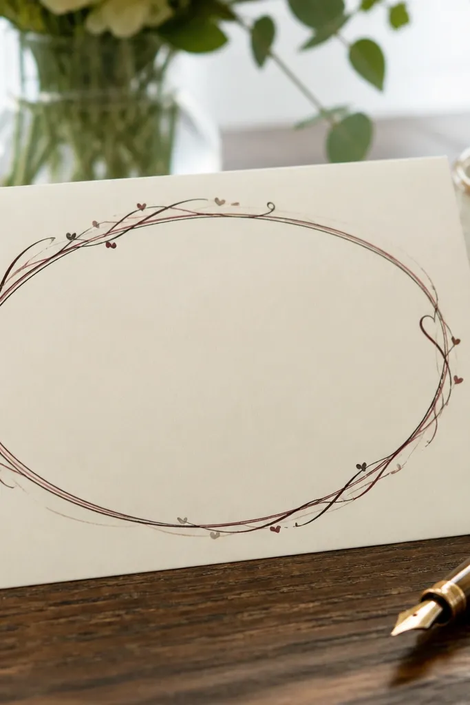 An oval vintage sticker with cursive love text and faded border.