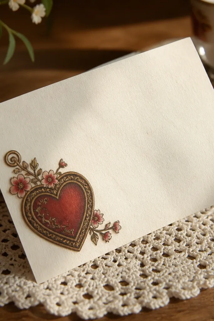 A locket-shaped sticker with a heart in the center and worn vintage shading.