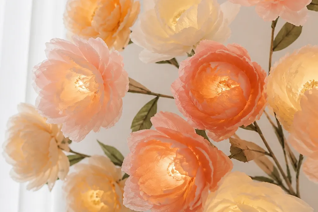 Tissue Paper Flowers With Lights