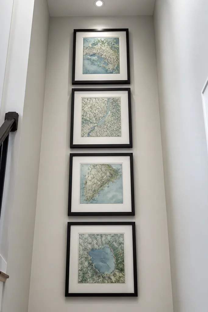 Four portrait frames stacked vertically with equal gaps