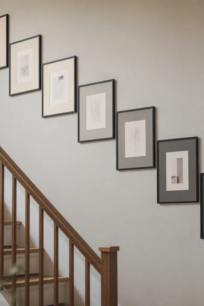 Frames with mat colors transitioning from light to dark in order