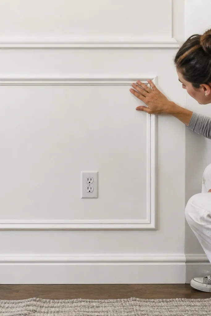 Square wall moulding grid with neat inner corners and even spacing