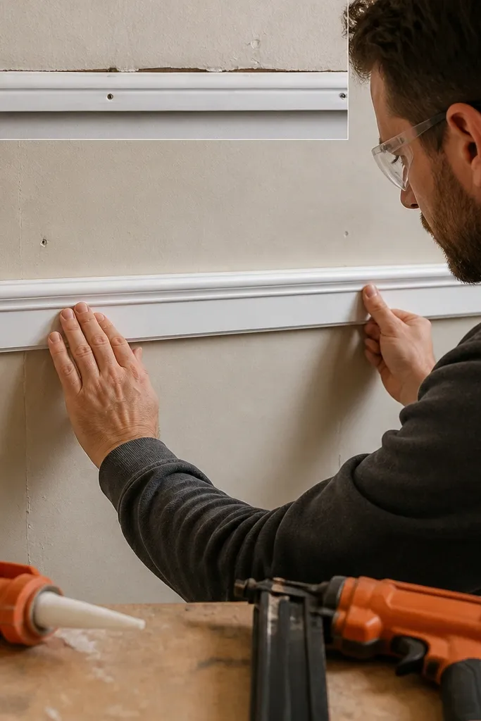 Moulding strips attached with consistent spacing and smooth edges