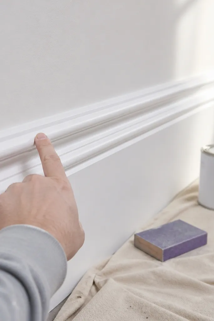 Clean moulding edges with thin caulk lines that blend into paint