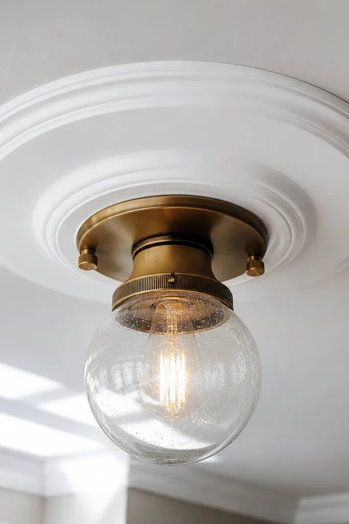 Small ceiling trim ring around a light fixture with smooth edges