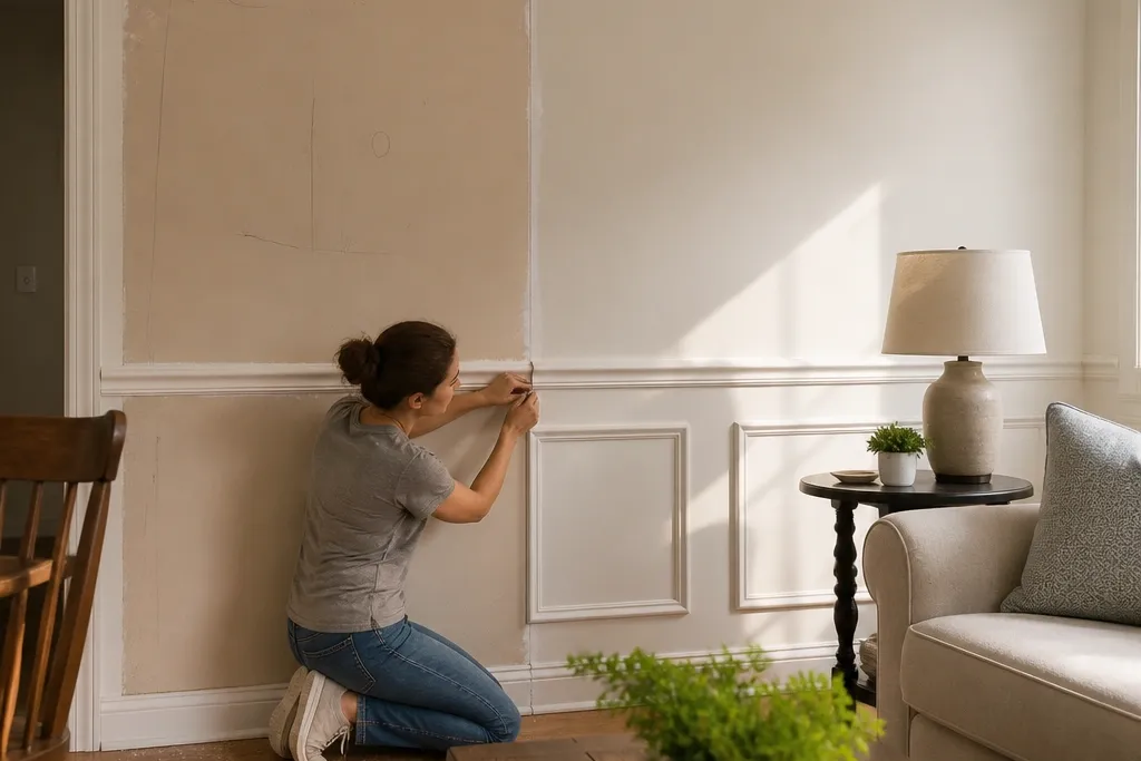 Wall Moulding Before and After DIY