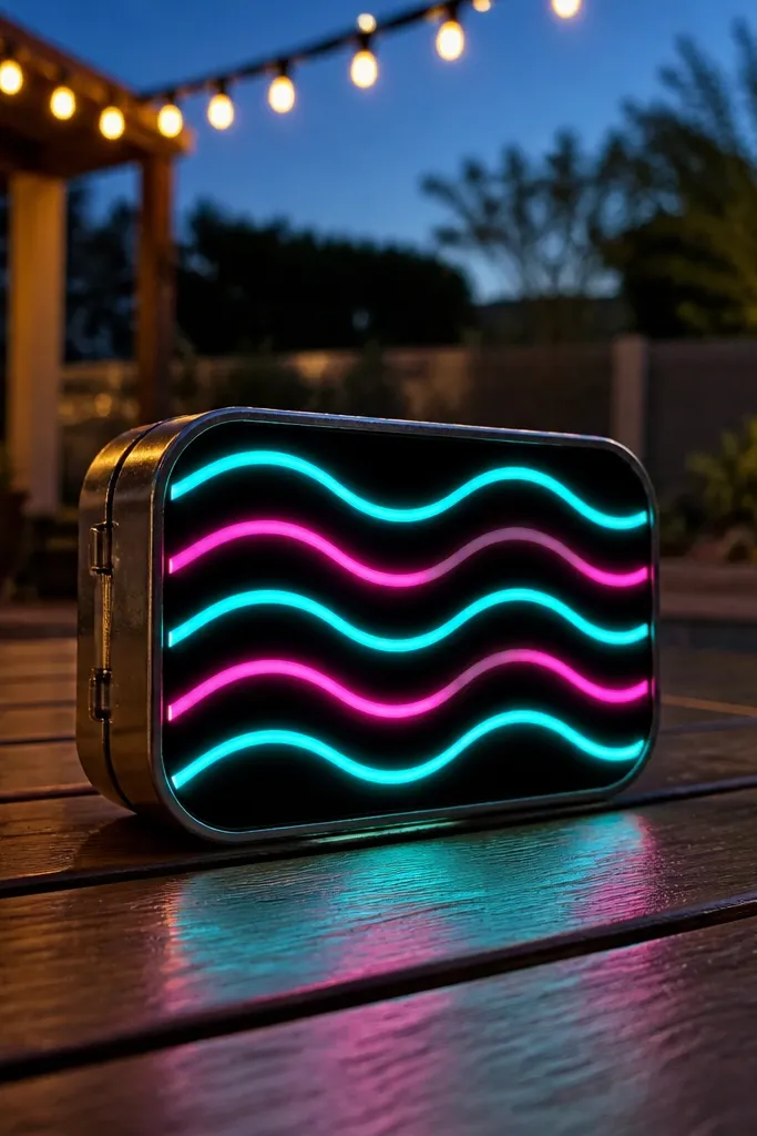 Neon wave lines on a black background sticker