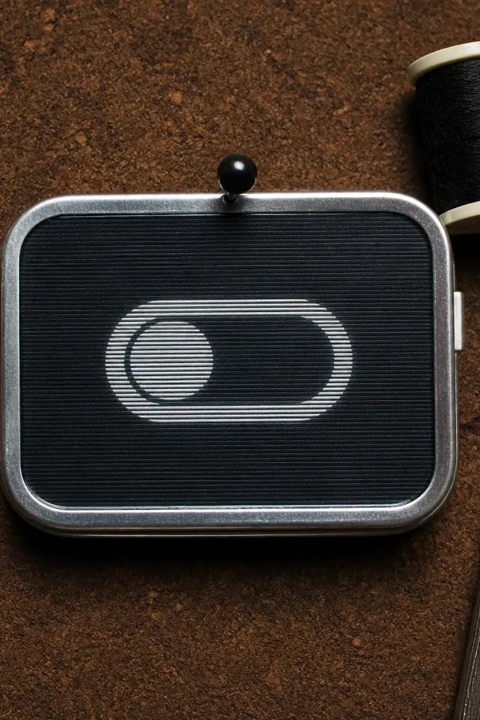 Retro TV scanline sticker with a small OFF/ON toggle icon